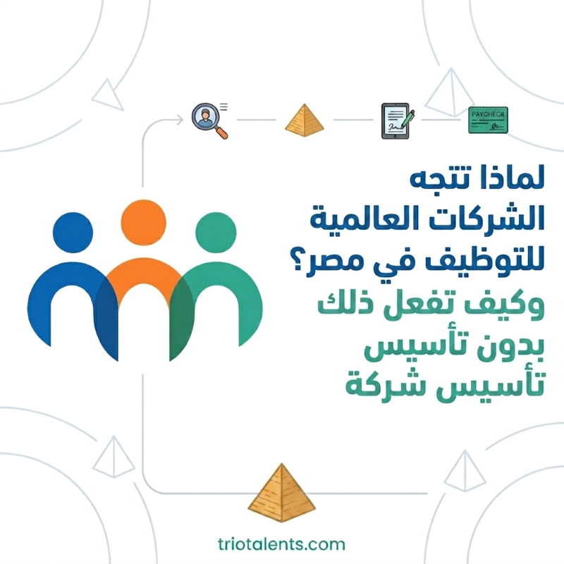 إنفوجرافيك يوضح لماذا تتجه الشركات العالمية للتوظيف في مصر وكيفية فعل ذلك بدون تأسيس شركة عبر Triotalents.